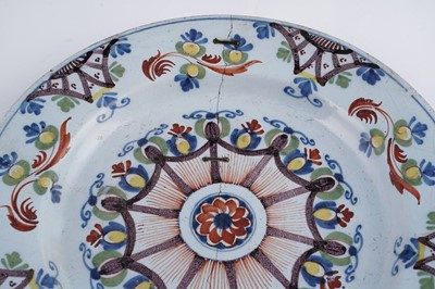 Lot 401 - Three Lambeth Delftware chargers