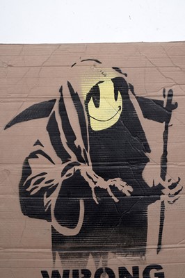 Lot 104 - BANKSY - Grim Reaper | spray paint on cardboard