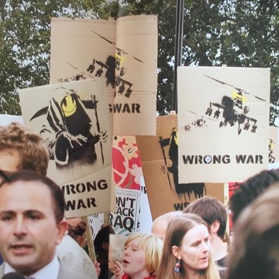Lot 105 - BANKSY - Happy Choppers | spray paint on cardboard