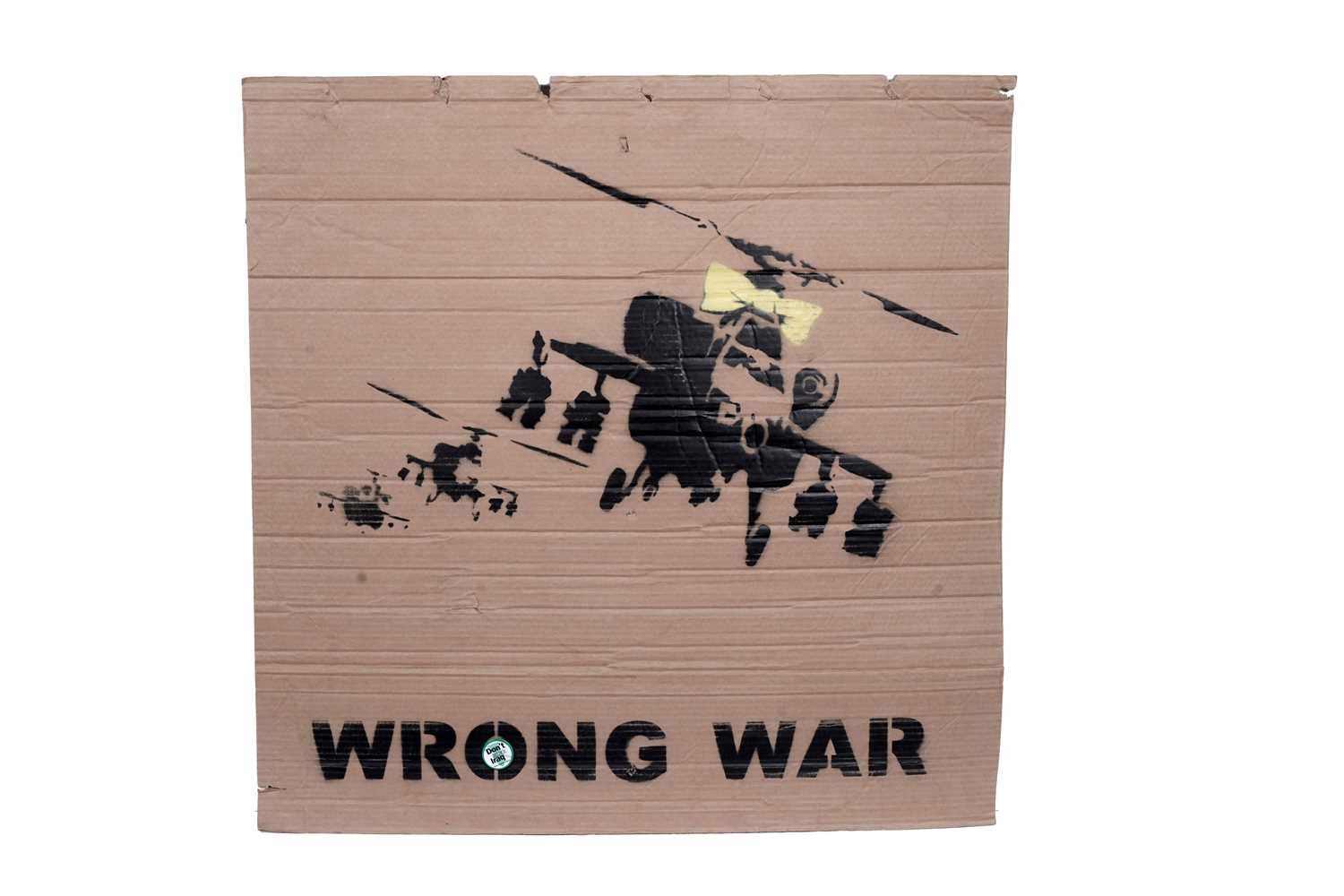 Lot 105 - BANKSY - Happy Choppers | spray paint on cardboard