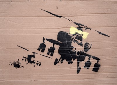 Lot 105 - BANKSY - Happy Choppers | spray paint on cardboard