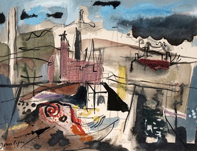 Lot 70 - John Piper - Tin Mines Near Redruth | mixed media; watercolour, ink, and pastel