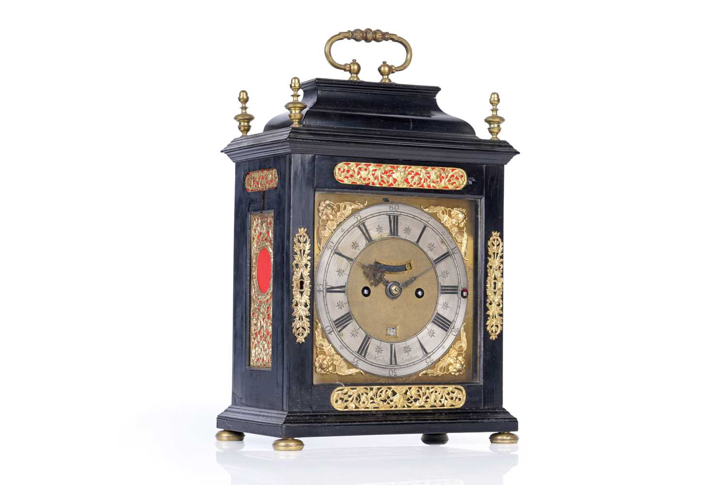 Lot 580 - Alexander Warfield, London: a late 17th Century ebonised and gilt metal table clock