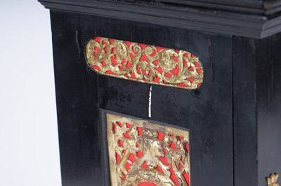 Lot 580 - Alexander Warfield, London: a late 17th Century ebonised and gilt metal table clock