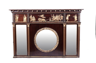 Lot 603 - A 19th Century mahogany and parcel gilt overmantel mirror