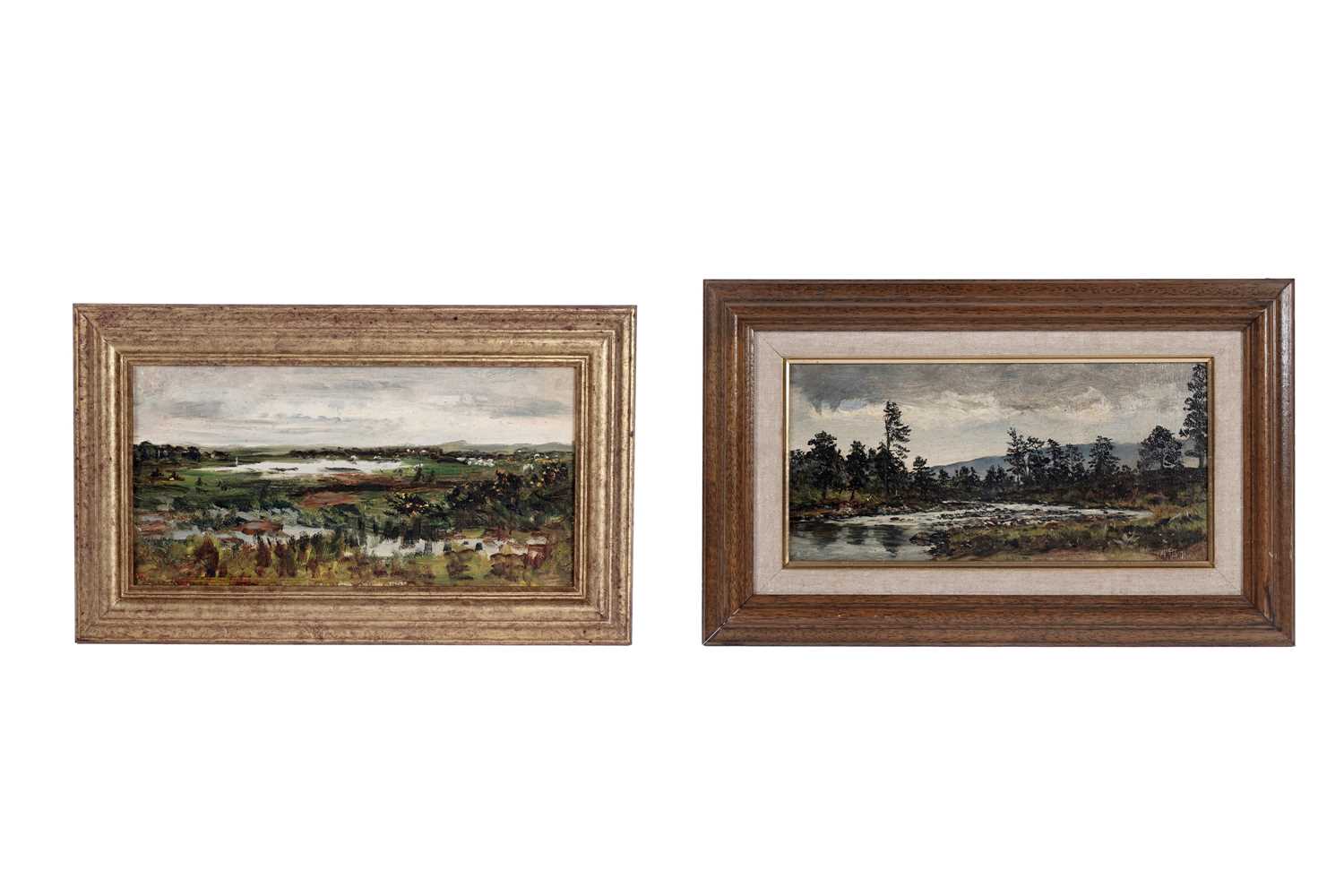 Lot 374 - George Sherwood Hunter - "Pastoral Scene with Sheep, Aberdeenshire"; and Glen Dee | oil