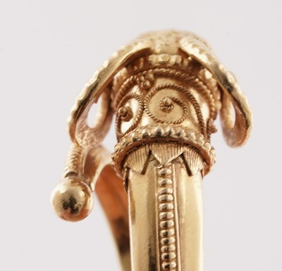 Lot 715 - Ilias Lalaounis: an 18ct yellow gold ram pattern ring