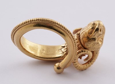 Lot 715 - Ilias Lalaounis: an 18ct yellow gold ram pattern ring