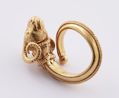 Lot 715 - Ilias Lalaounis: an 18ct yellow gold ram pattern ring