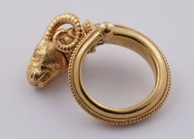 Lot 715 - Ilias Lalaounis: an 18ct yellow gold ram pattern ring