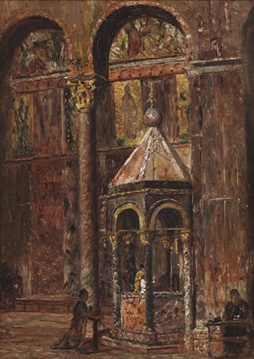 Lot 359 - George Sherwood Hunter - Two church interiors | oil