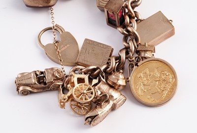 Lot 288 - A 9ct gold charm bracelet