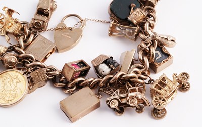Lot 288 - A 9ct gold charm bracelet
