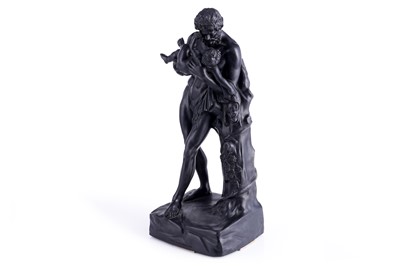 Lot 435 - A Wedgwood black basalt figure of Silenius and Dionysus