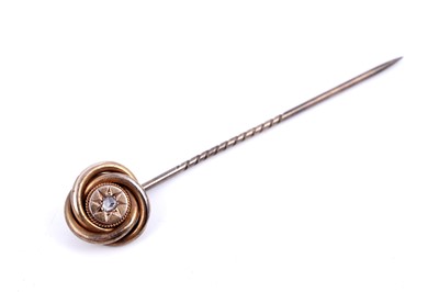 Lot 28 - A Victorian Etruscan Revival diamond tie pin