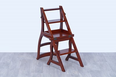 Lot 1 - A 20th Century stained hardwood library chair/steps