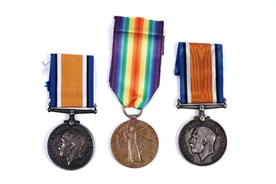 Lot 51 - Three pairs of First World War general service medals