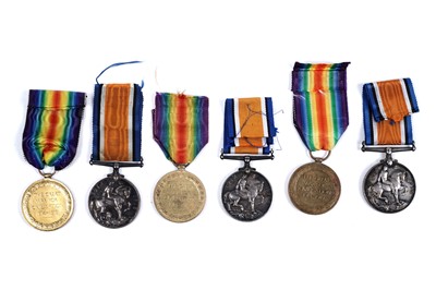 Lot 51 - Three pairs of First World War general service medals