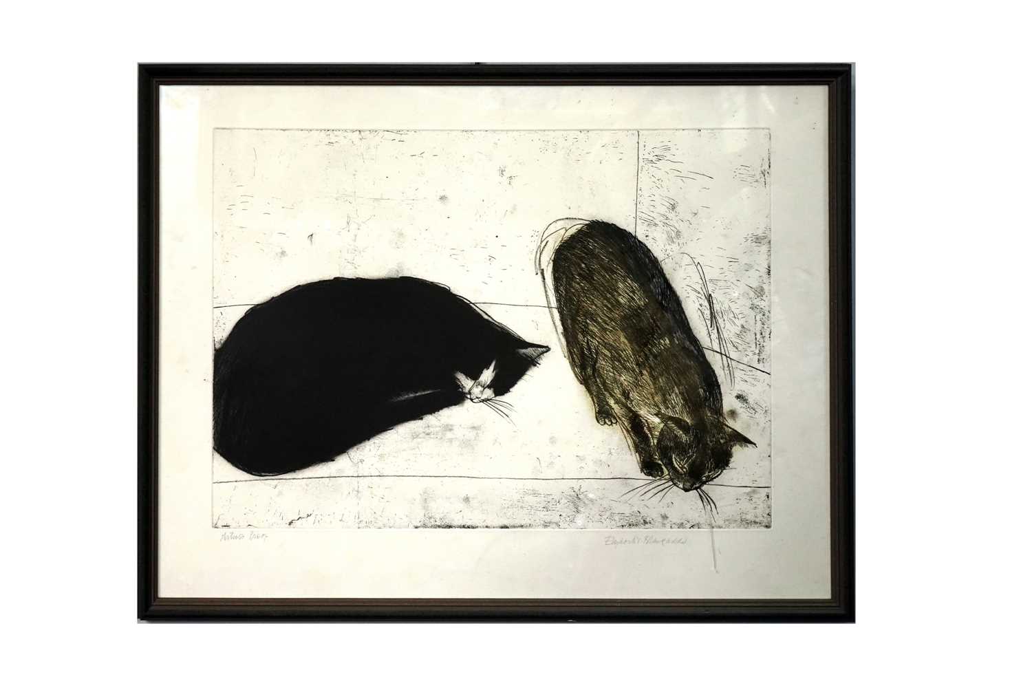 Lot 73 - Dame Elizabeth Blackadder - Two Cats | etching