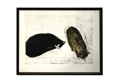 Lot 73 - Dame Elizabeth Blackadder - Two Cats | etching