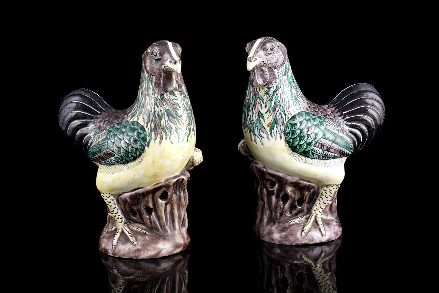 Lot 304 - A pair of Chinese cockerels
