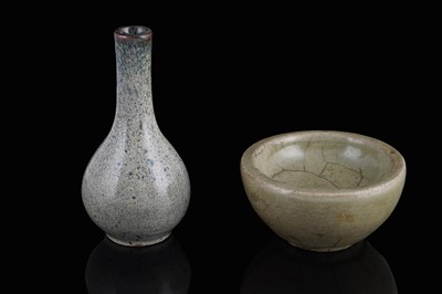 Lot 305 - A Celadon stand; and a bottle vase