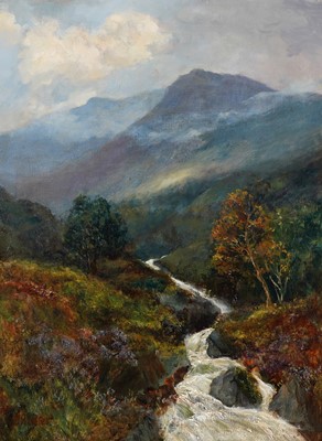 Lot 309 - John Falconar Slater - Scottish highland view with a stream | oil
