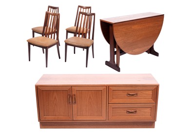 Lot 2 - G Plan: a ‘Fresco’ oval drop leaf dining table; and a hi-fi cabinet