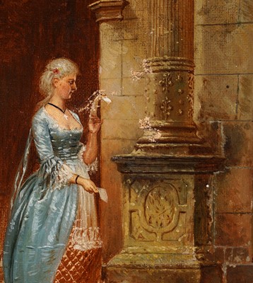 Lot 312 - Wilson Hepple - Delivering a message at the manor | oil