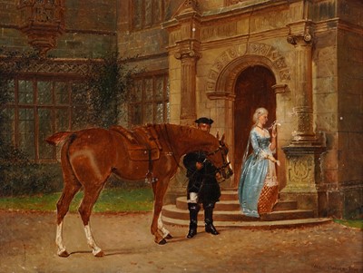 Lot 312 - Wilson Hepple - Delivering a message at the manor | oil