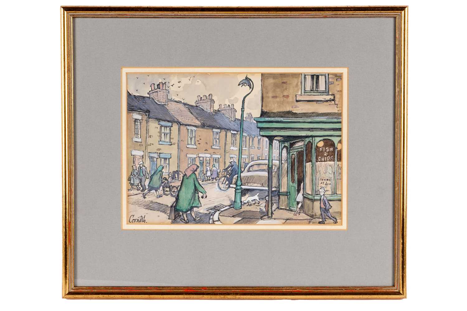 Lot 275 - Norman Cornish - Fish and Chip Shop | mixed media