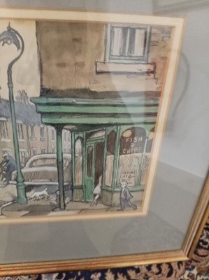 Lot 275 - Norman Cornish - Fish and Chip Shop | mixed media