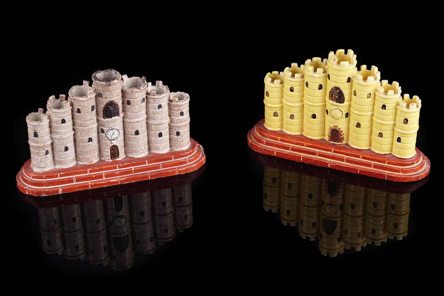 Lot 408 - Two castle spill vases