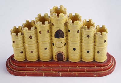 Lot 408 - Two castle spill vases