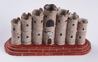Lot 408 - Two castle spill vases