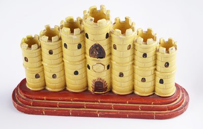 Lot 408 - Two castle spill vases