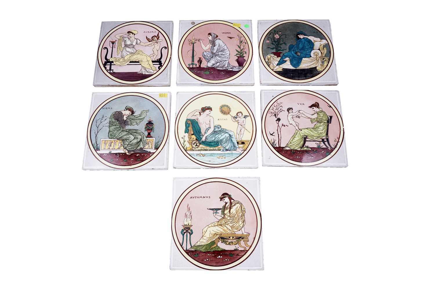 Lot 441 - Seven Maw & Co Walter Crane tiles