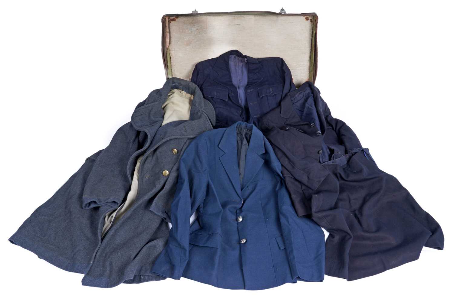 Lot 483 - A WAAF uniform; and a leather-bound canvas naval suitcase