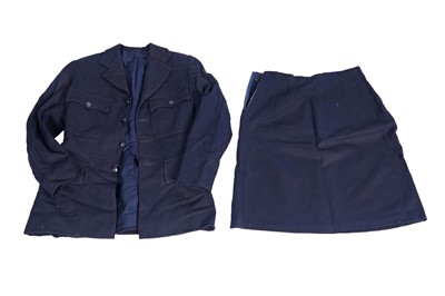 Lot 483 - A WAAF uniform; and a leather-bound canvas naval suitcase
