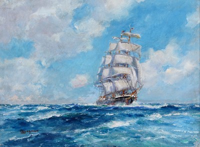 Lot 209 - Frank Henry Mason - A frigate under sail | oil