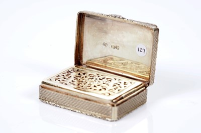 Lot 3 - A George IV silvergilt vinaigrette by John Reily, London 1821