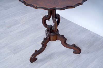 Lot 44 - A Victorian burr walnut and walnut tripod table