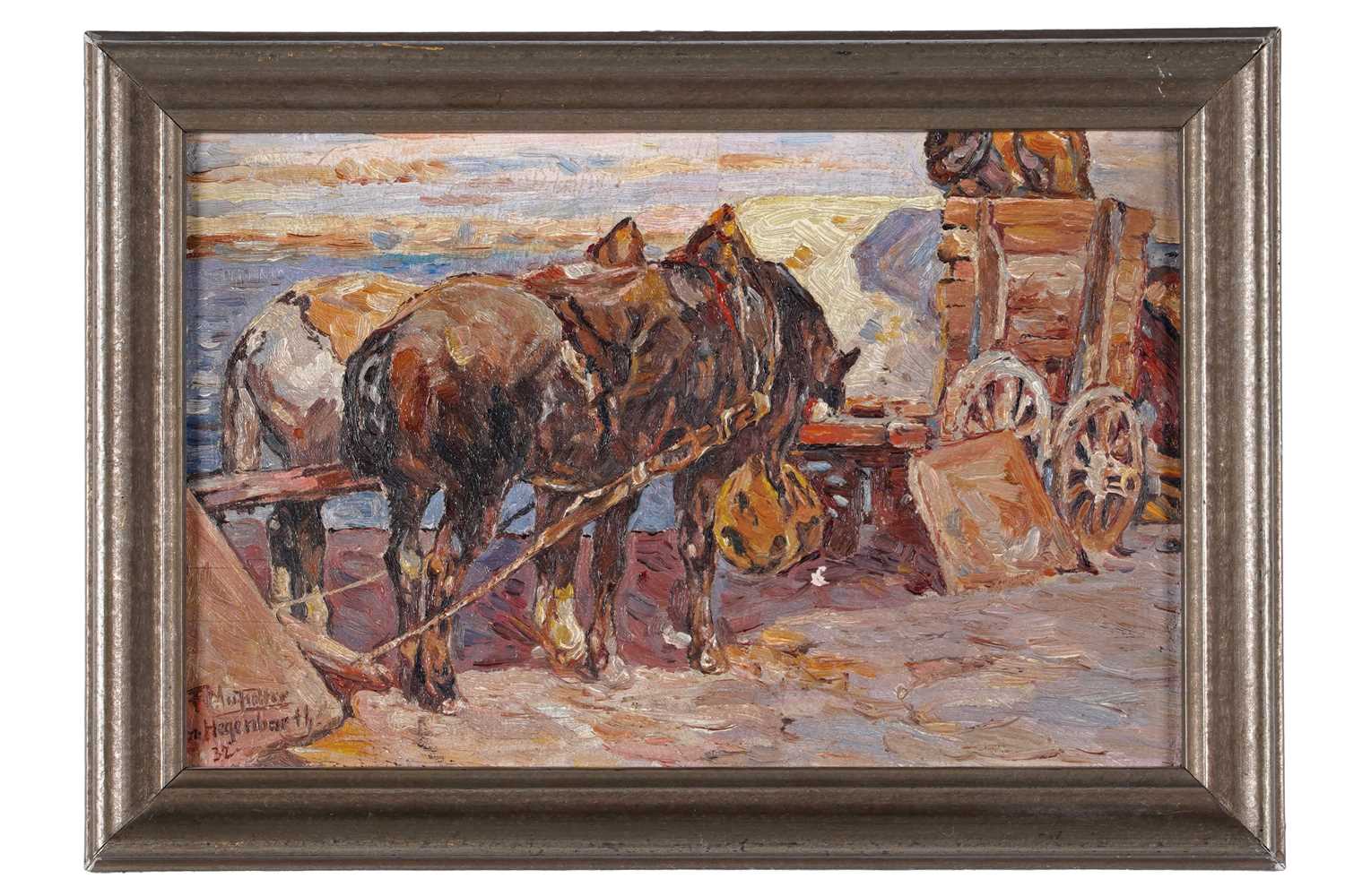 Lot 304 - Style of Emanuel Hegenbarth - Horses and carts | oil
