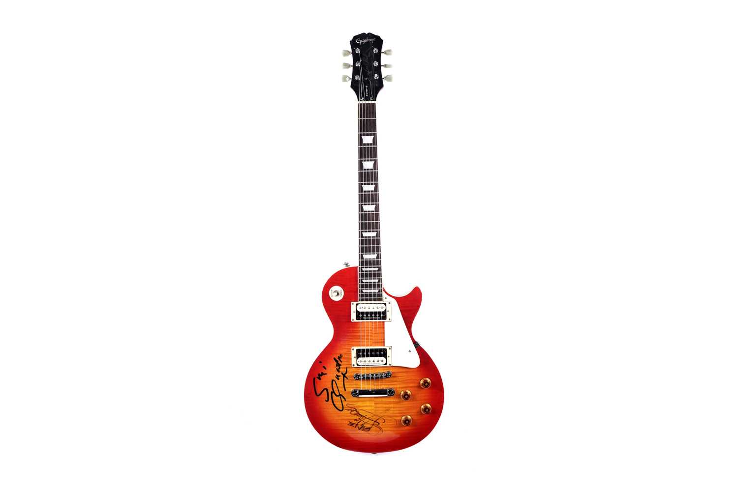Lot 88 - A Gene Simmons, Suzi Quatro signed Epiphone Les Paul