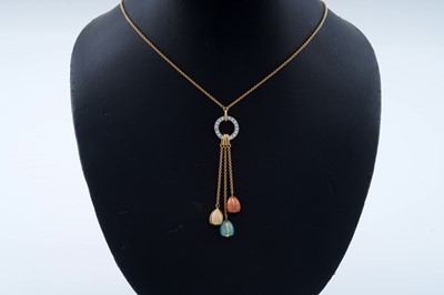 Lot 739 - Faberge: an enamel, diamond and 18ct gold egg pattern necklace