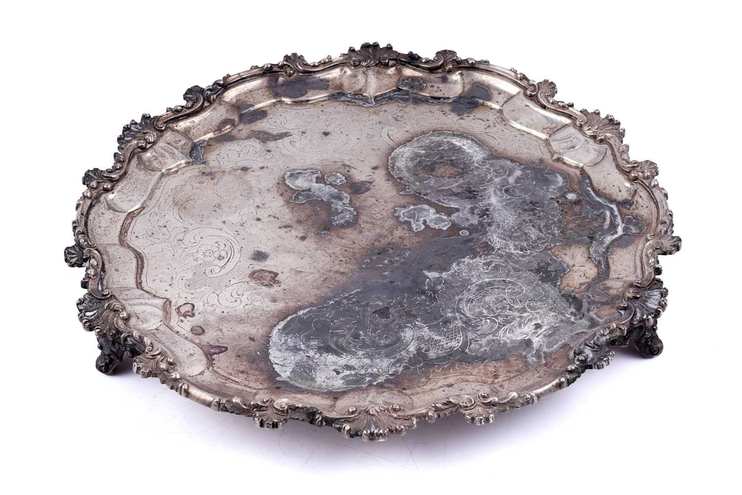 Lot 239 - A Victorian silver salver of shaped circular outline