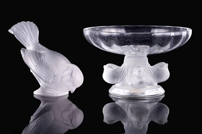 Lot 53 - A Lalique 'Nogent' dish; and a Moineaux figure