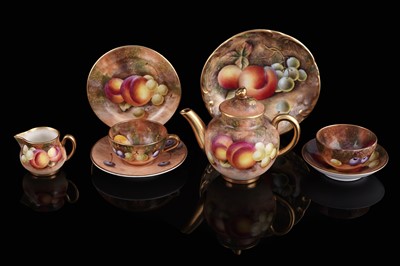 Lot 449A - Royal Worcester Fruit Painted miniature teaset