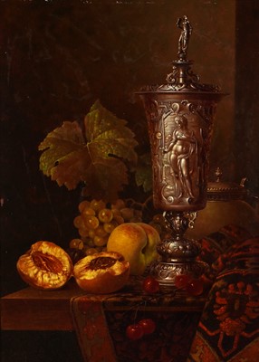 Lot 264 - Andreas Gyula Bubarnik - Still life with chalice and fruit | oil