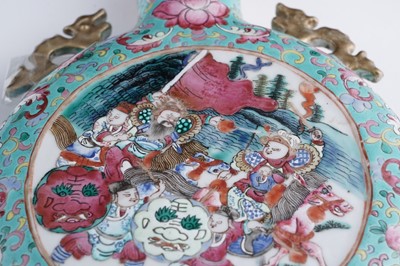 Lot 306 - A pair of Cantonese 'famille rose' moon flasks
